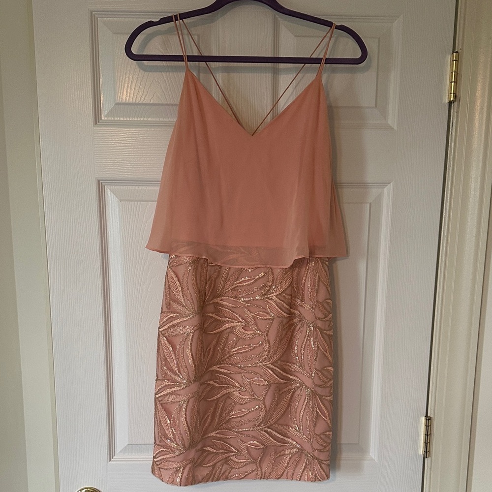 Elegant Coral Layered Mini Dress